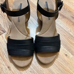 Clarks Black Leather Sandals